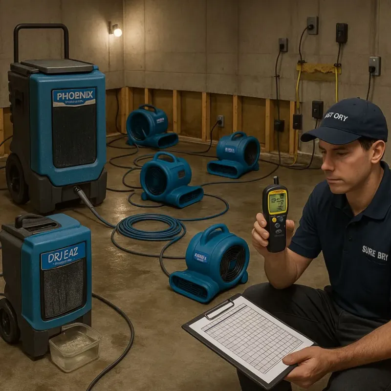 Structural Drying and Dehumidification process in Schriever, LA